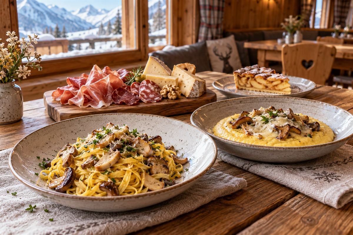 Immagine illustrativa di un tavolo con piatti ispirati alla cucina alpina