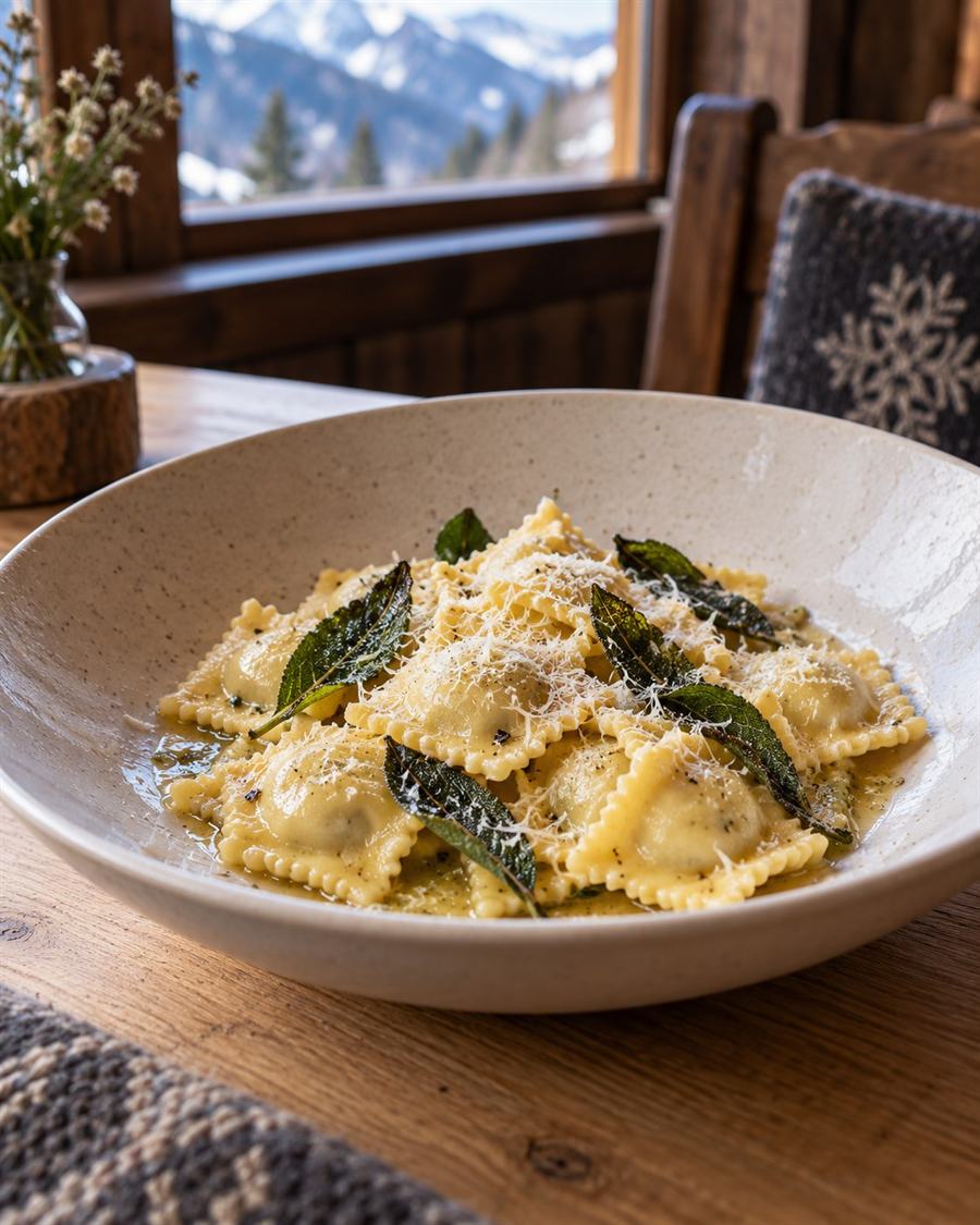 Immagine illustrativa di ravioli con burro e salvia